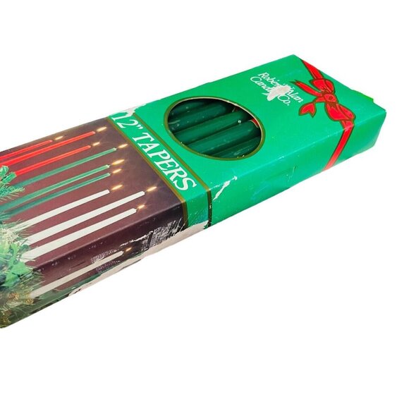 Vtg Robert Alan Candles 12” Box of 12 Tapers Green Hand Crafted Christmas - Picture 8 of 8